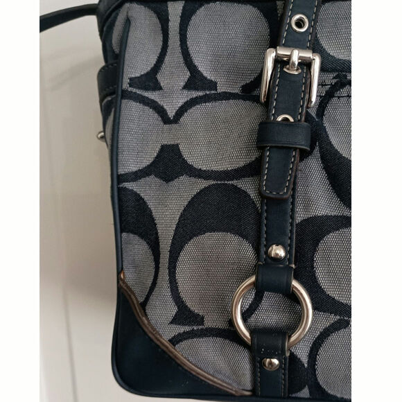 Y2K Coach Optic Signature Handle satchel/bag Jacquard turn key side pockets - Picture 5 of 10